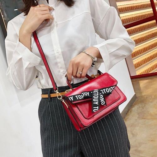 Fashion Shoulder Bag Letter Bow Small Square Bag Ladies Messenger Bag Handbag (Red)
