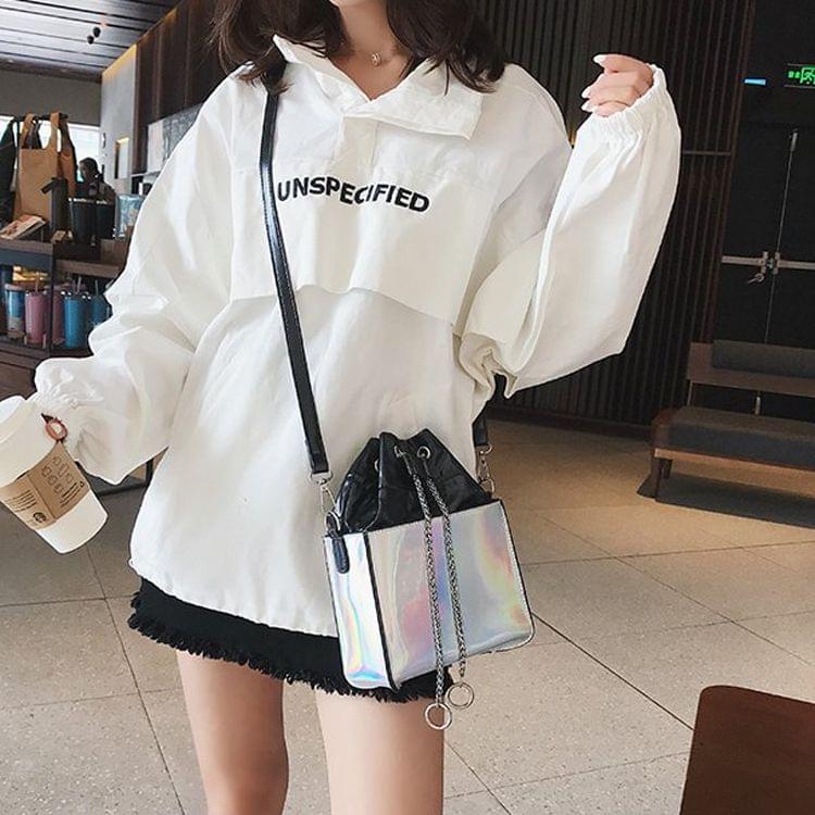 Leisure Fashion PU Leather Slant Shoulder Bag (Silver)