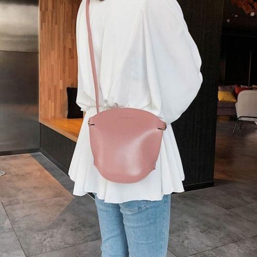 Magnetic Buckle Small Bucket Bag PU Leather Single Shoulder Bag Ladies Handbag Messenger Bag (Pink)
