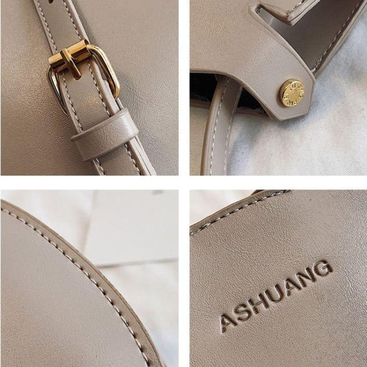 Magnetic Buckle Small Bucket Bag PU Leather Single Shoulder Bag Ladies Handbag Messenger Bag (Pink)
