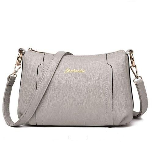 Litchi Texture Zipper PU Leather Single Shoulder Bag Ladies Handbag Messenger Bag (White)