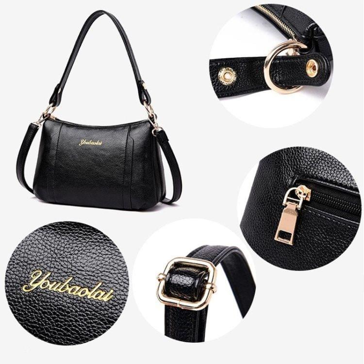 Litchi Texture Zipper PU Leather Single Shoulder Bag Ladies Handbag Messenger Bag (White)