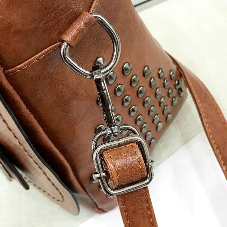 Casual PU Shoulder Bag Ladies Handbag Messenger Bag with Rivet (Black)