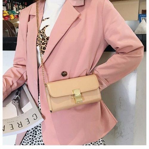 Lock Buckle PU Chain Single Shoulder Bag Ladies Handbag Messenger Bag (Khaki)