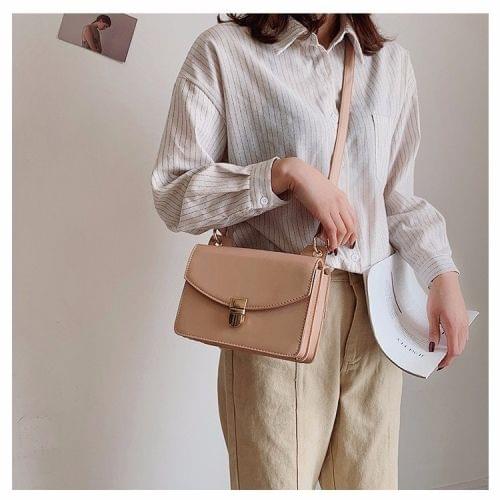Pure Color Casual Small Square Bag Handbag Single Shoulder Bag Messenger Bag (Khaki)