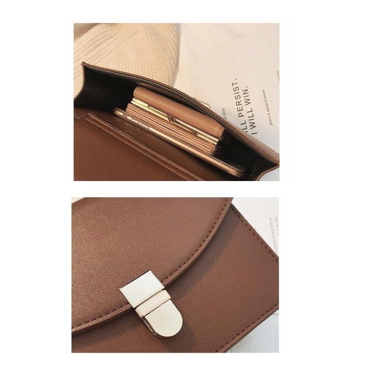 Pure Color Casual Small Square Bag Handbag Single Shoulder Bag Messenger Bag (Khaki)