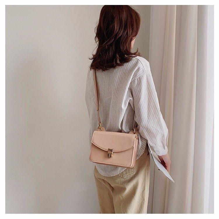 Pure Color Casual Small Square Bag Handbag Single Shoulder Bag Messenger Bag (Khaki)