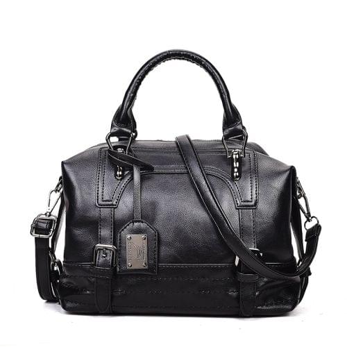 Fashion Casual Retro Oil PU Shoulder Bag Ladies Handbag Messenger Bag (Black)
