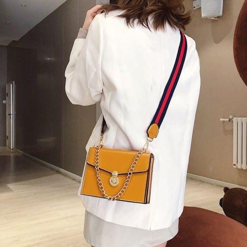 Pure Color Fashion Double-strap Single Shoulder Bag Ladies Messenger Handbag (Brown)