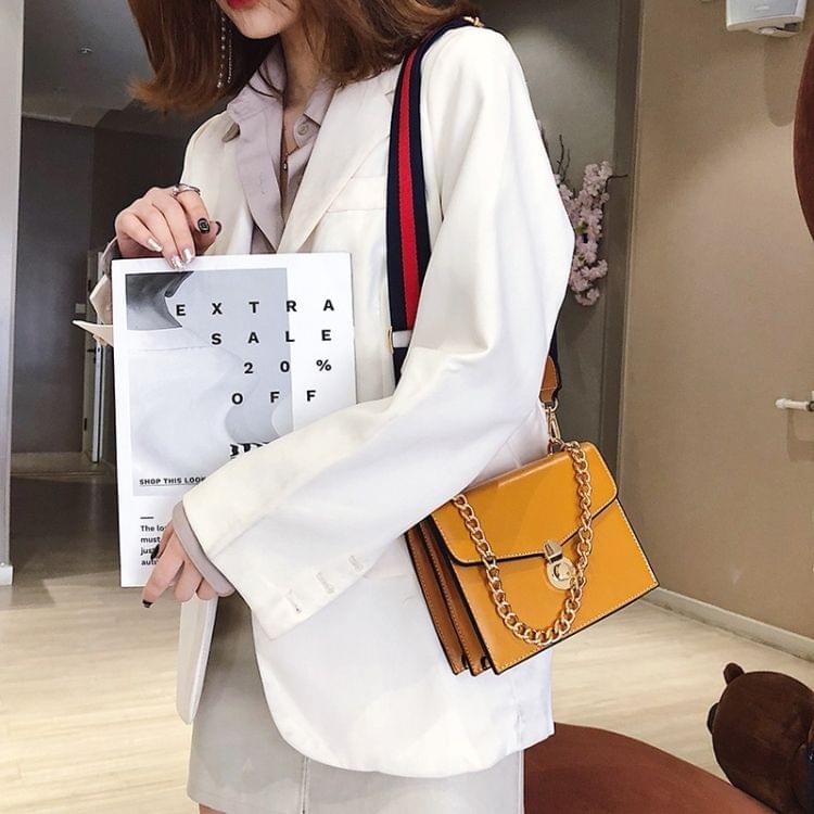 Pure Color Fashion Double-strap Single Shoulder Bag Ladies Messenger Handbag (Brown)