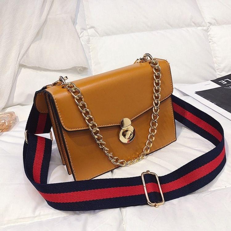 Pure Color Fashion Double-strap Single Shoulder Bag Ladies Messenger Handbag (Brown)