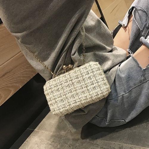 Leisure Fashion Chain Slant Shoulder Bag(White)