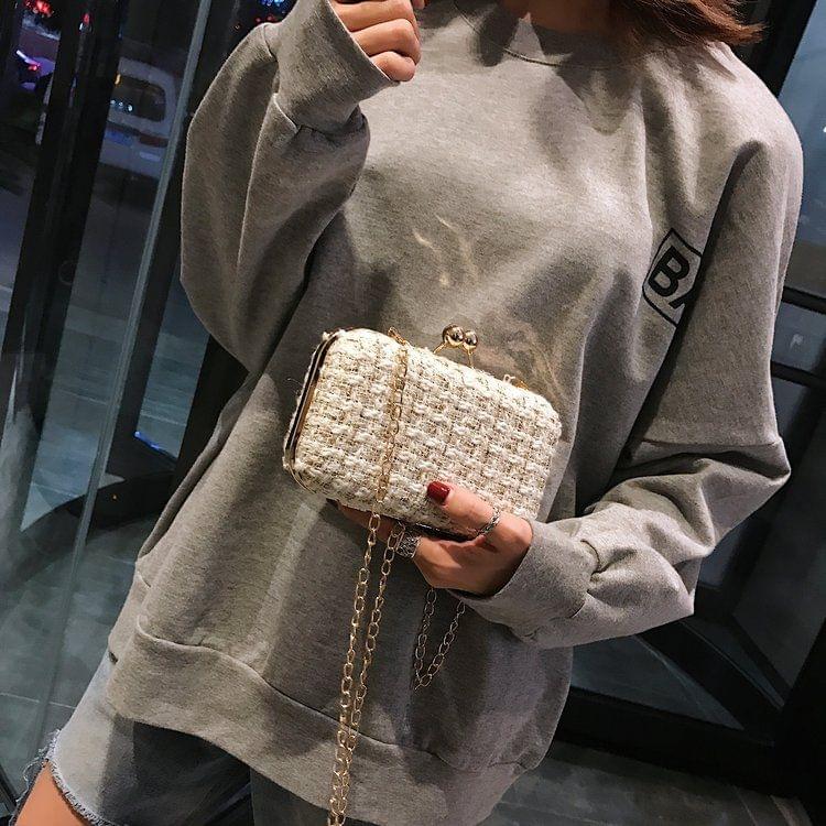 Leisure Fashion Chain Slant Shoulder Bag(White)