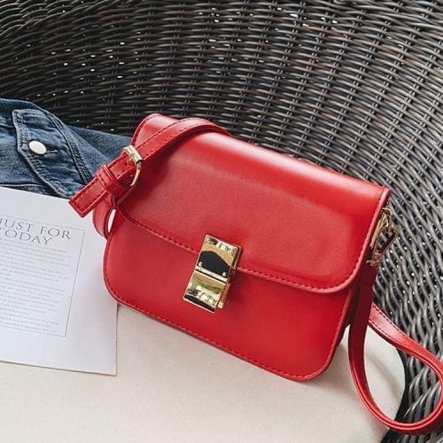 Lock Buckle Pure Color PU Leather Single Shoulder Bag Ladies Handbag Messenger Bag (Red)