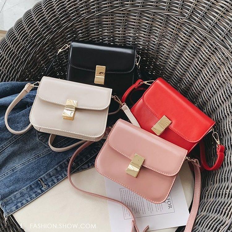 Lock Buckle Pure Color PU Leather Single Shoulder Bag Ladies Handbag Messenger Bag (Red)