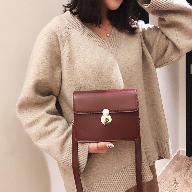 Casual PU Shoulder Bag Square Bag Ladies Handbag Messenger Bag (Red)