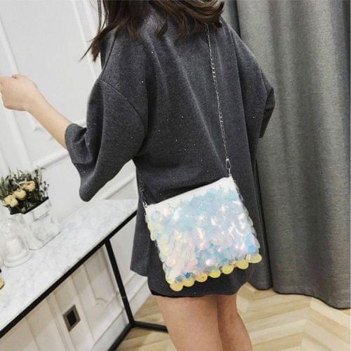 Fashion Sequins Fairy Chain Handbag Single Shoulder Bag Messenger Bag (White)