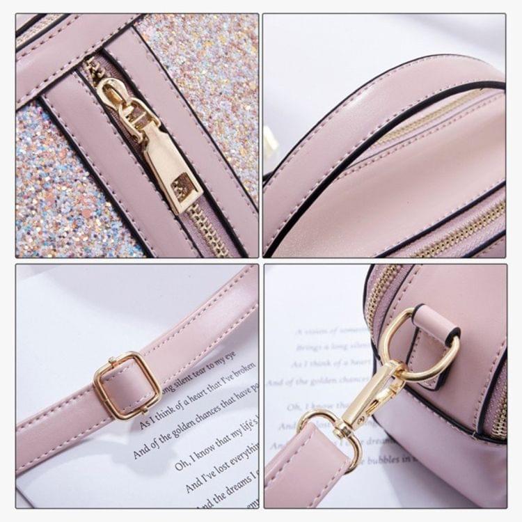 Sequin Casual Shoulder Bag Ladies Handbag Messenger Bag (Pink)