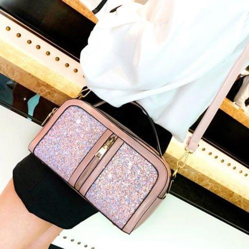 Sequin Casual Shoulder Bag Ladies Handbag Messenger Bag (Pink)