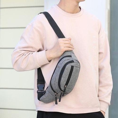 Pure Color Multi-function Pockets Waterproof Chest Bag Waist Sports Bag (Grey)