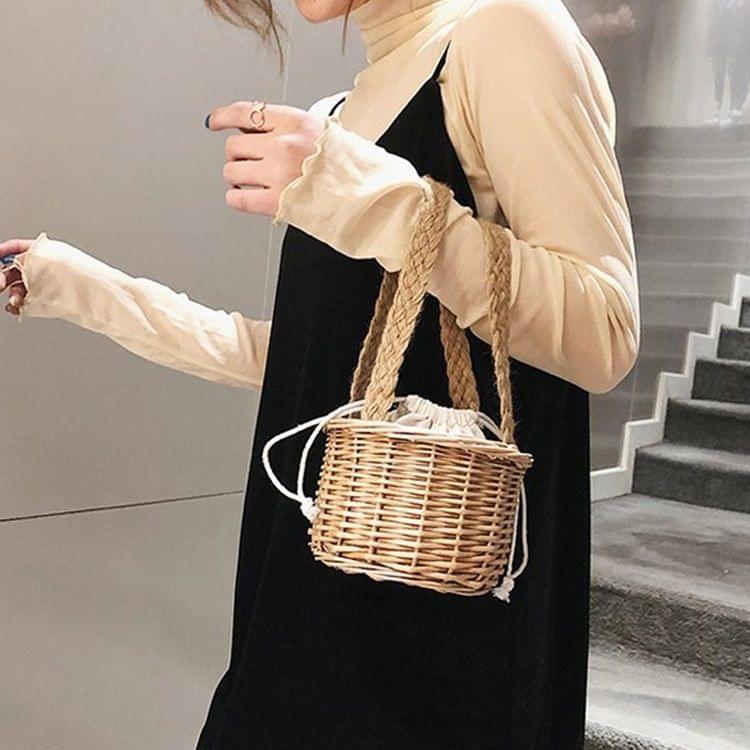 Weaving Basket Single Shoulder Bag Ladies Handbag Messenger Bag (S)