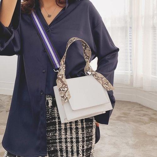 Snake Skin Handle PU Leather Single Shoulder Bag Ladies Handbag Messenger Bag (White)