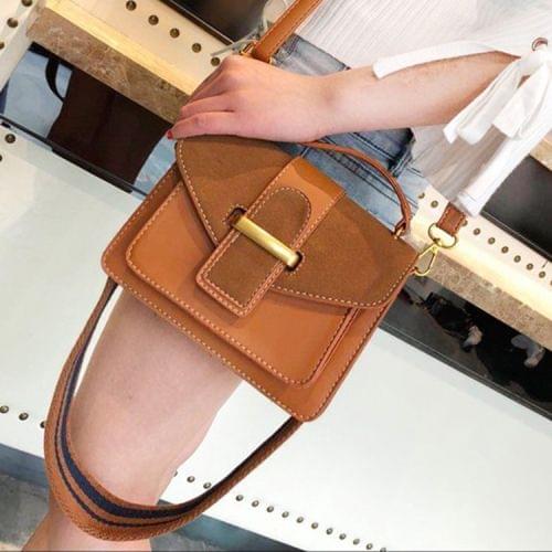 Double Strap Casual Shoulder Bag Ladies Handbag Messenger Bag (Light Brown)