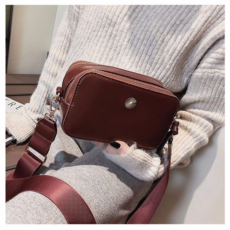 Small Square Bag Single Shoulder Bag Ladies Handbag Messenger Bag (Cofee)