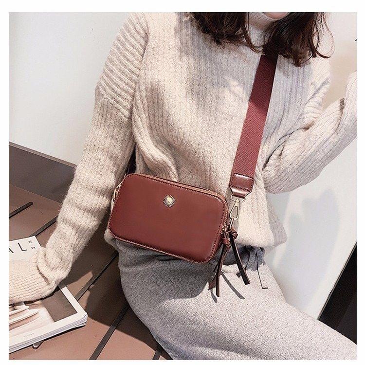 Small Square Bag Single Shoulder Bag Ladies Handbag Messenger Bag (Cofee)