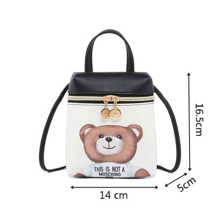 Women Cartoon Messenger Bags PU Leather Mini Female Shoulder Bag(the girl walking the dog)