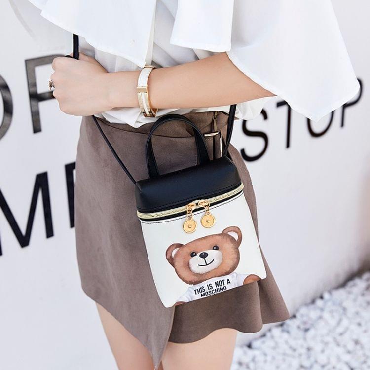 Women Cartoon Messenger Bags PU Leather Mini Female Shoulder Bag(the girl walking the dog)