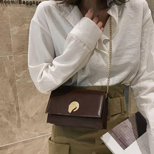 Lock Buckle PU Leather Single Shoulder Bag Ladies Handbag Messenger Bag (Dark Brown)