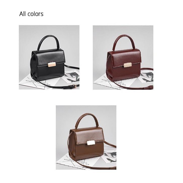 Solid Color Fresh Small Square Bag Casual Shoulder Bag Ladies Handbag (Brown)