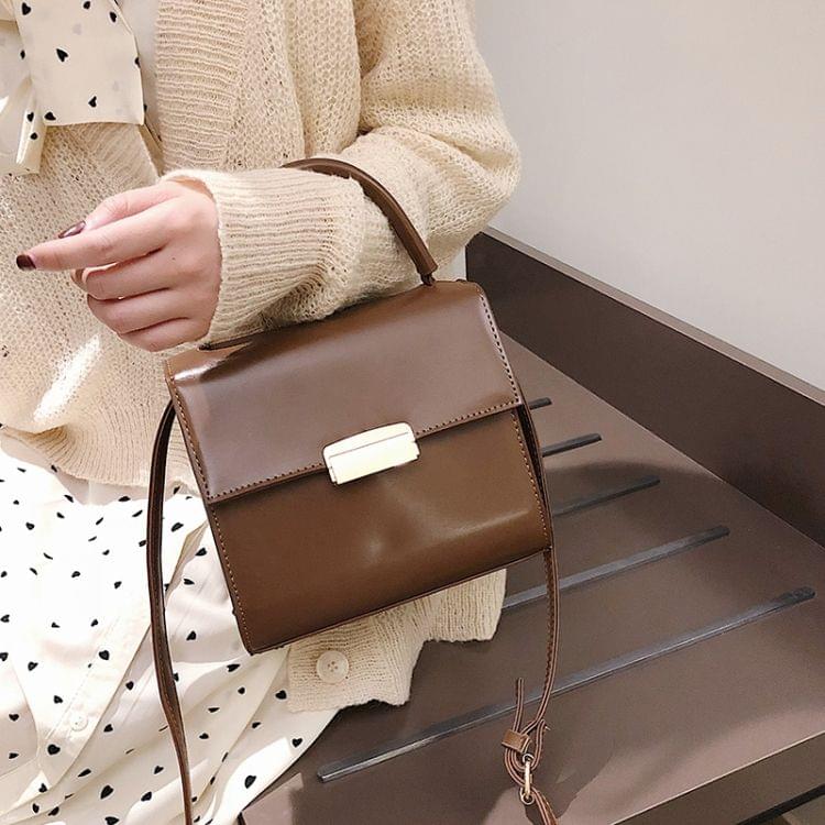Solid Color Fresh Small Square Bag Casual Shoulder Bag Ladies Handbag (Brown)