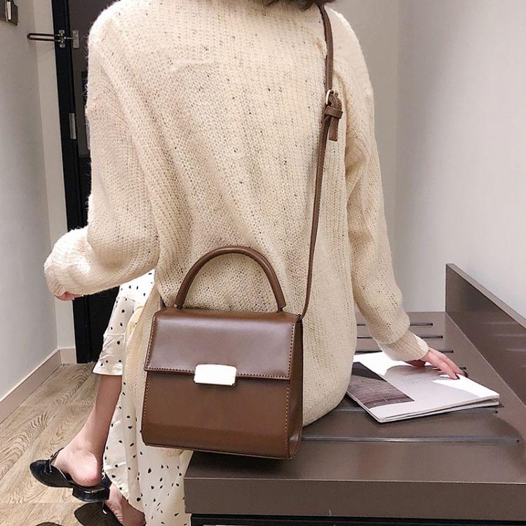 Solid Color Fresh Small Square Bag Casual Shoulder Bag Ladies Handbag (Brown)