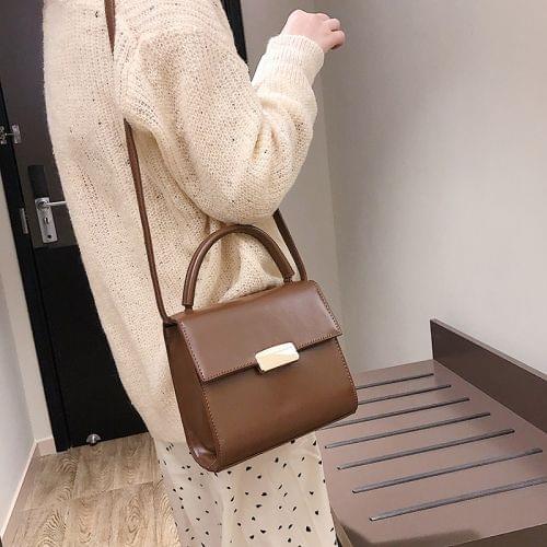 Solid Color Fresh Small Square Bag Casual Shoulder Bag Ladies Handbag (Brown)
