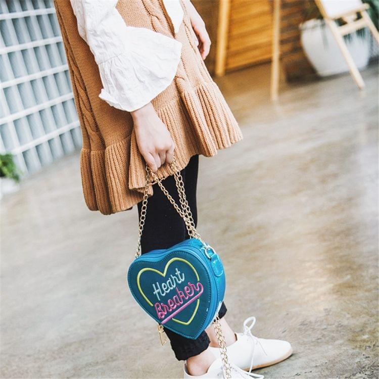 Women Handbags Design Letter Heart-Shape Handbag Shoulder Bag New Multi Colors Mini Messenger Bag(Pink)