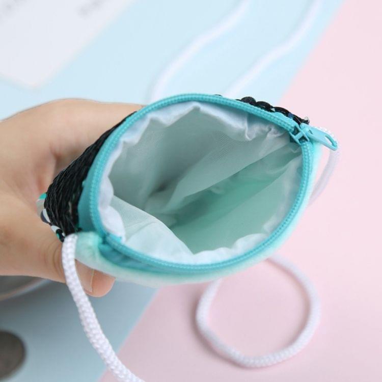 3 PCS Mermaid Tail Sequins Coin Purse Girls Crossbody Bags Card Holder Wallet(Light Green)