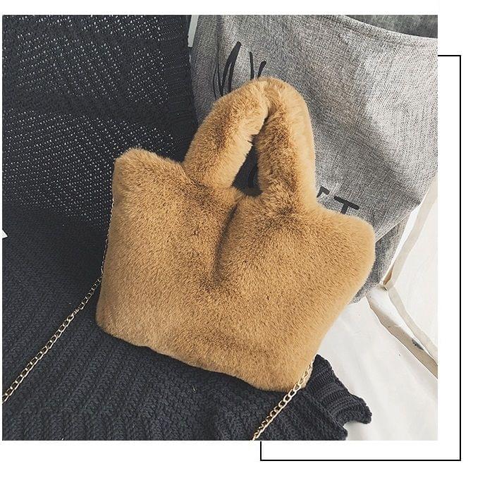 Smiling Face Fashion Casual Plush Single Shoulder Bag Ladies Handbag Chain Bag (Grey)