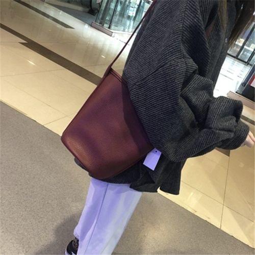 Casual Multifunctional PU Leather Bucket Style Crossbody Shoulder Bag (Red)