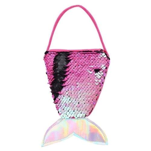 3 PCS Mermaid Tail Sequins Coin Purse Girls Crossbody Bags Card Holder Wallet(Rose red)