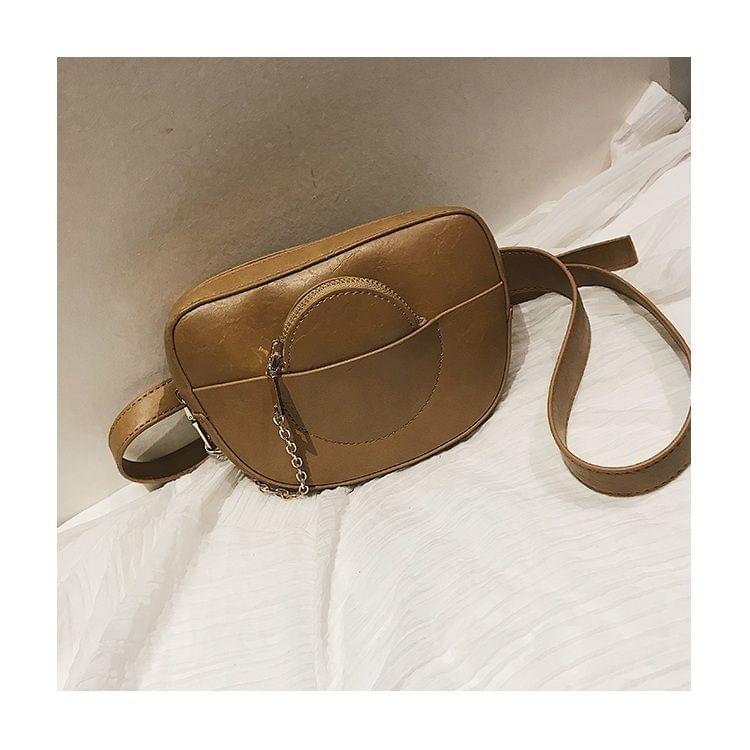 Dual-use PU Leather Shoulder Bag Chest Bag Waist Bag (Khaki)