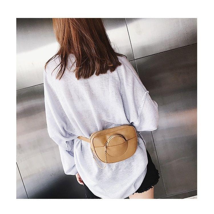 Dual-use PU Leather Shoulder Bag Chest Bag Waist Bag (Khaki)