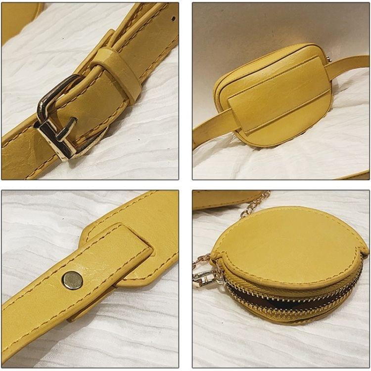 Dual-use PU Leather Shoulder Bag Chest Bag Waist Bag (Khaki)