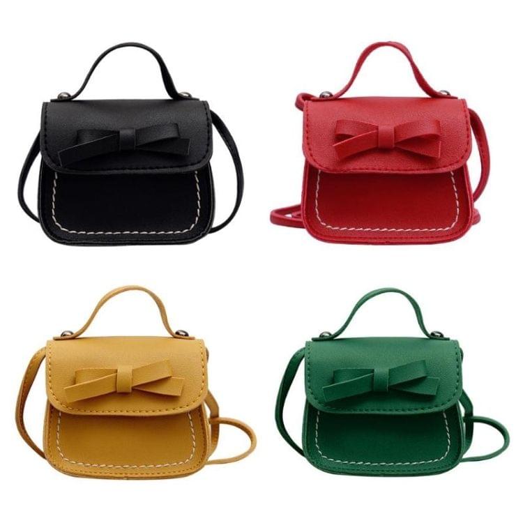 Bowknot PU Leather Mini Baby Girls Casual Messenger Bag Coin Purse Children Small Clutch Bags Simple Shoulder Bag(Green)