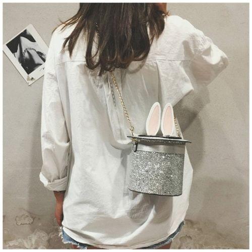 Leisure Fashion Cute Rabbit Ears Chain Slant Shoulder Bag (Silver)