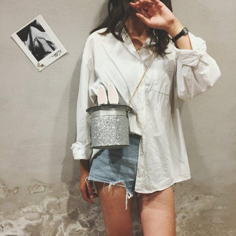 Leisure Fashion Cute Rabbit Ears Chain Slant Shoulder Bag (Silver)