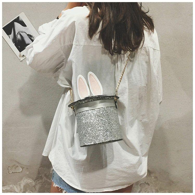 Leisure Fashion Cute Rabbit Ears Chain Slant Shoulder Bag (Silver)