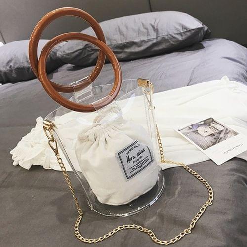 Transparent Plastics Single Shoulder Bag Messenger Bag Chain Bag Ladies Handbag (White)