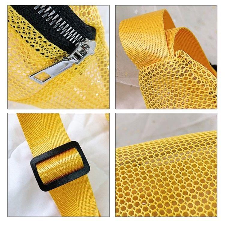 Fashion Mesh Single Shoulder Bag Zipper Messenger Bag Sports Waist Chest Bag (Red)